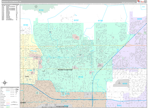 Rancho Cucamonga Wall Map
